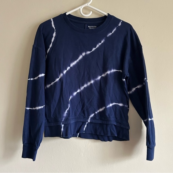 Athleta Sundown Sweatshirt Navy Blue Tie Dye Size XS - Picture 2 of 7